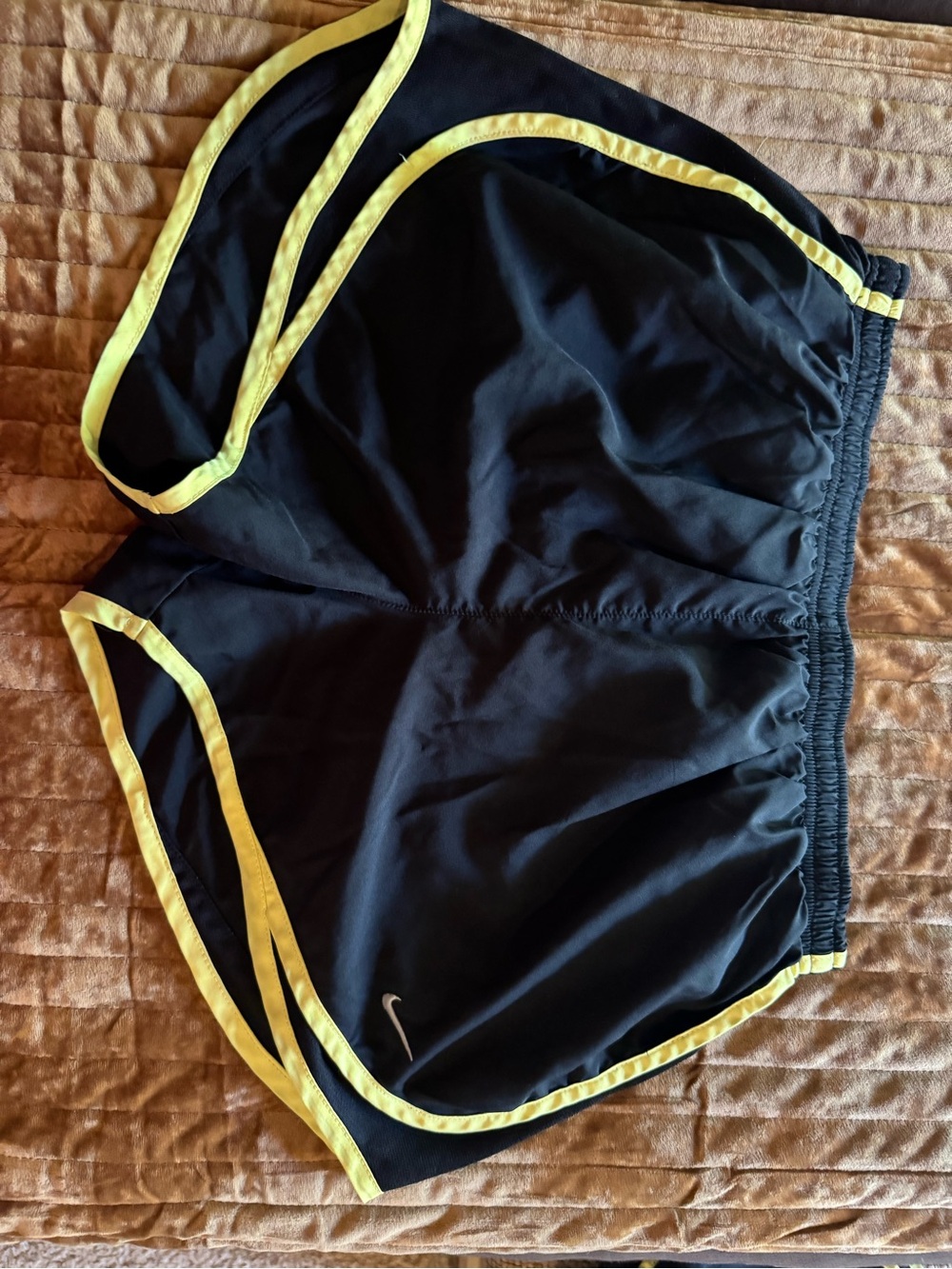 Nike Black Running Shorts with Yellow Trim